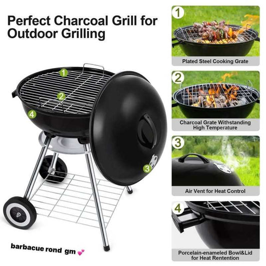 Barbecue à Charbon Réglable avec Chariot